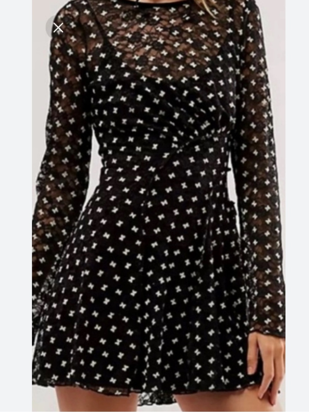 Free People Sheer Delight  Long Sleeve Mini Dress size M NWT - Picture 2 of 13